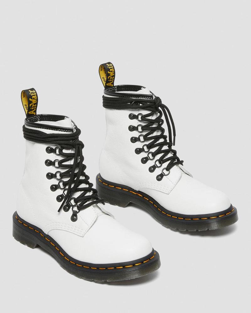 Women's Dr Martens 1460 Laced Virginia Leather Lace Up Boots White | AU 167WNB